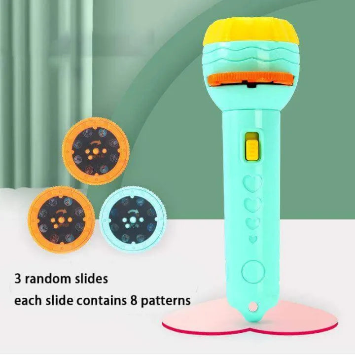 Mini Flashlight Slide Projector Toy for Kids – Educational Projector Torch with Image Reels