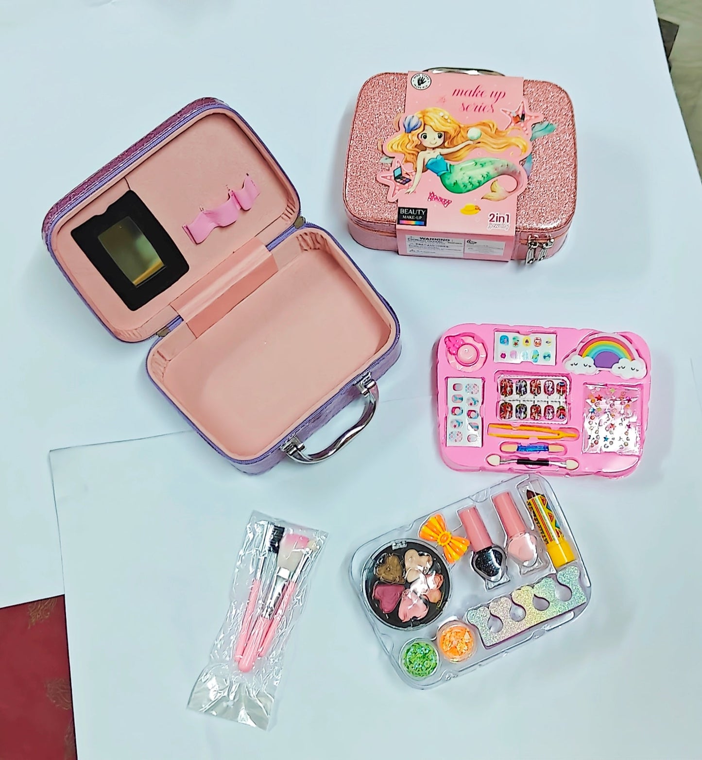 Unicorn Makeup Kit Toy for Girls – 2 in 1 Beauty Box Set with Safe Pretend Cosmetics, Mirror & Accessories | Perfect Gift for Kids