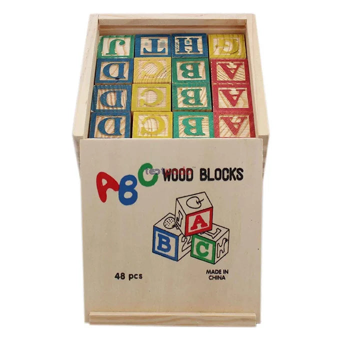 Alphabetic Wooden Educational Building Blocks Set – 48 Pcs ABC Learning Blocks for Kids
