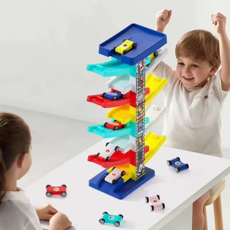 Children'S Gliding Track Car Mini Car Inertia Girl Baby 3-Year-Old Boy Toy Multi Layer Cartoon Puzzle Slide Car