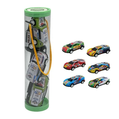 6Pcs Mini ABS Inertial Cars Set With Road Map & Storage Box