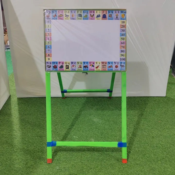 2 in 1 Wooden Stand Whiteboard with Dual Side Blackboard