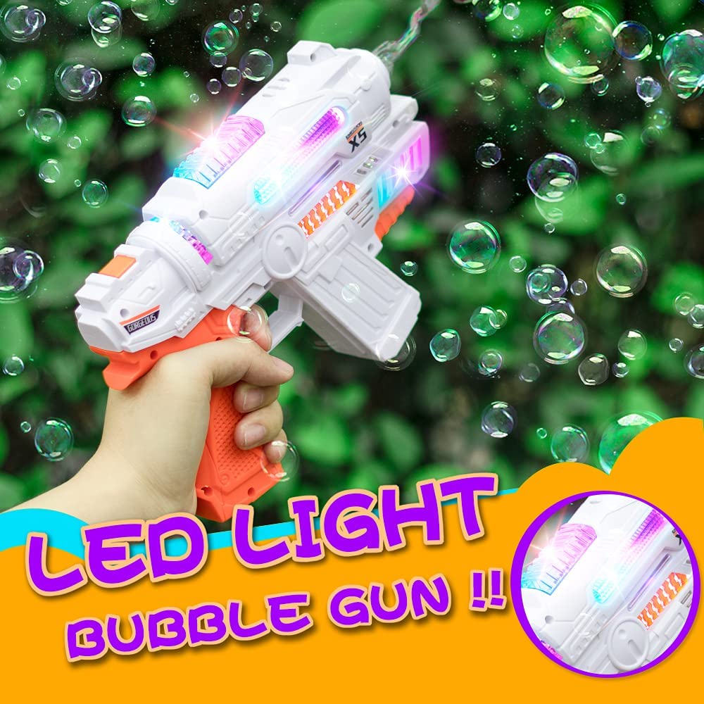 2-in-1 Automatic Bubble Gun Toy with Music & LED Lights – Electric Bubble Blaster for Kids | Perfect Birthday & Eid Gift