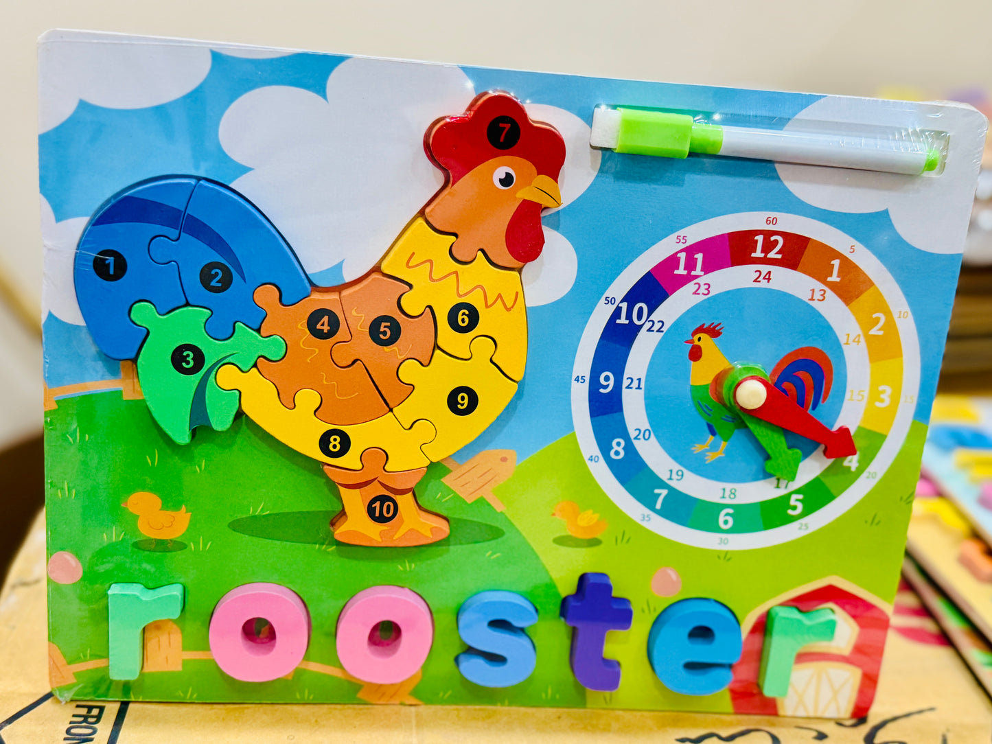 Alphabet Animal Wooden Puzzle Set with Whiteboard – Educational Learning Toy for Kids