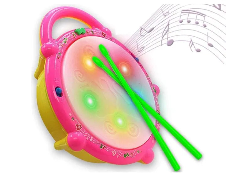 Flash Drum With 3 Functions With Lights & Musics - Drum Sticks Included