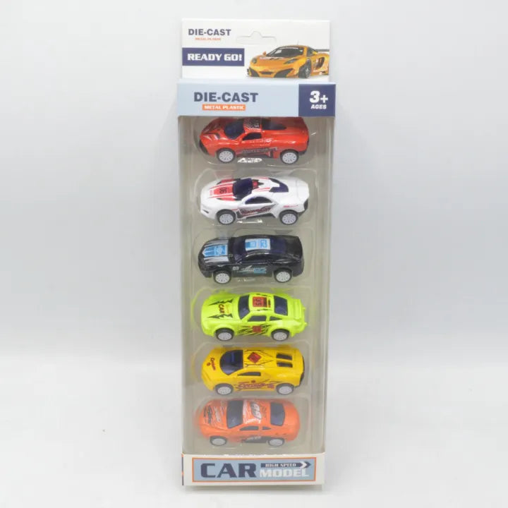 Die-Cast Alloy Car Pack of 6 – Mini Metal Racing Cars Set for Kids