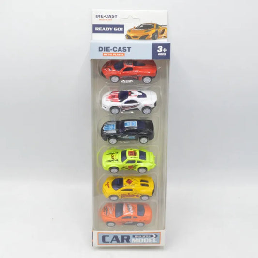 Die-Cast Alloy Car Pack of 6 – Mini Metal Racing Cars Set for Kids