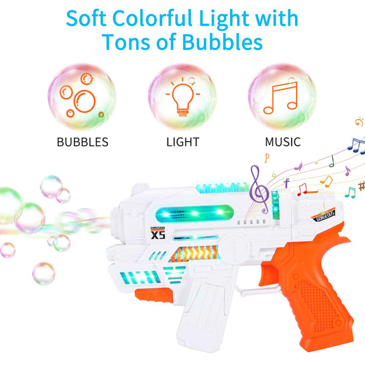 2-in-1 Automatic Bubble Gun Toy with Music & LED Lights – Electric Bubble Blaster for Kids | Perfect Birthday & Eid Gift
