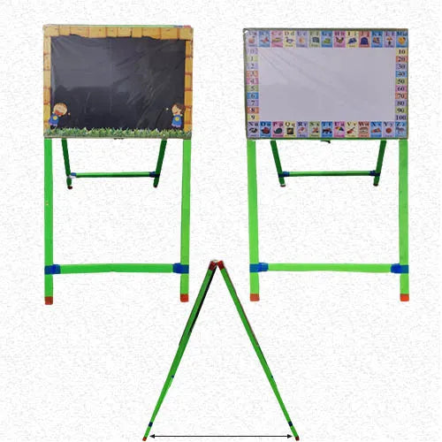 2 in 1 Wooden Stand Whiteboard with Dual Side Blackboard