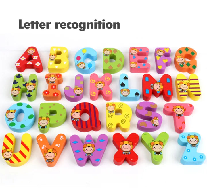 Baby Montessori Alphabet Wooden Blocks Set – Educational Preschool Learning Toy (English Letters Only)