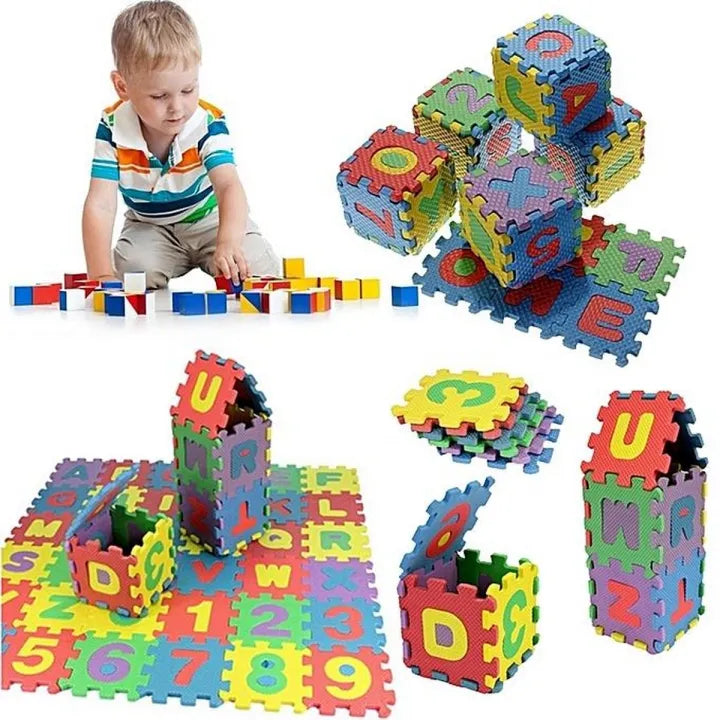 Kids ABC Block Mat – Alphabet & Number Foam Puzzle Play Mat for Kids