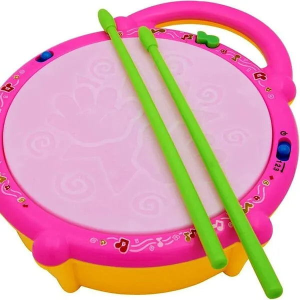 Flash Drum With 3 Functions With Lights & Musics - Drum Sticks Included