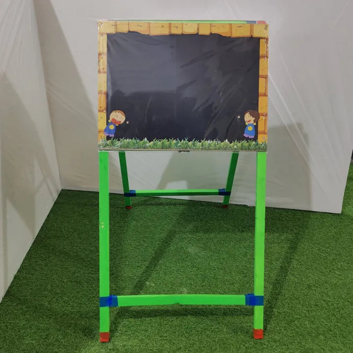 2 in 1 Wooden Stand Whiteboard with Dual Side Blackboard