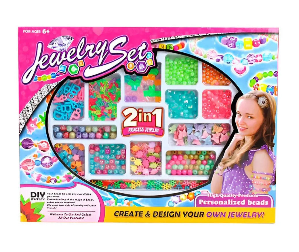 Personalized 2-in-1 Jewelry Toy Set for Kids – Beads Kit for Custom Bracelets & Necklaces Making