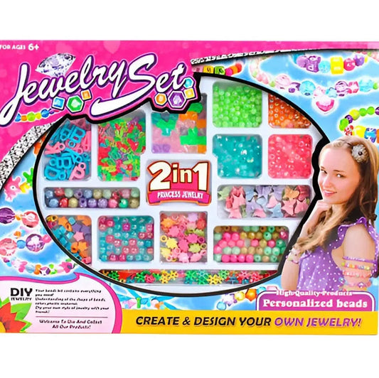 Personalized 2-in-1 Jewelry Toy Set for Kids – Beads Kit for Custom Bracelets & Necklaces Making