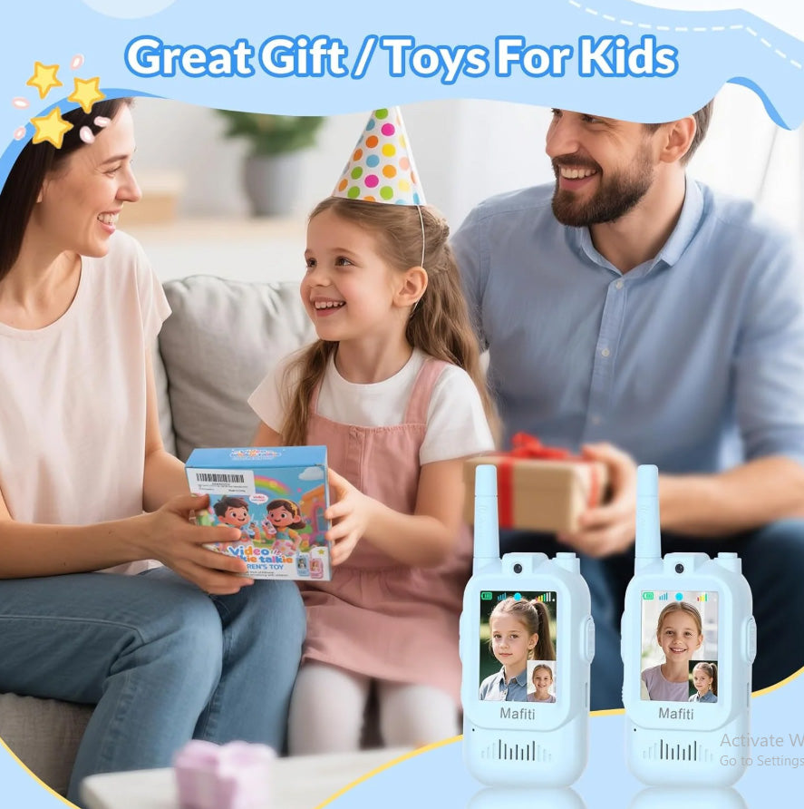 Kids Video Walkie Talkie Toy Set with 480P Camera & Screen – Rechargeable Wireless Intercom with Real-Time Video Calling (No WiFi)