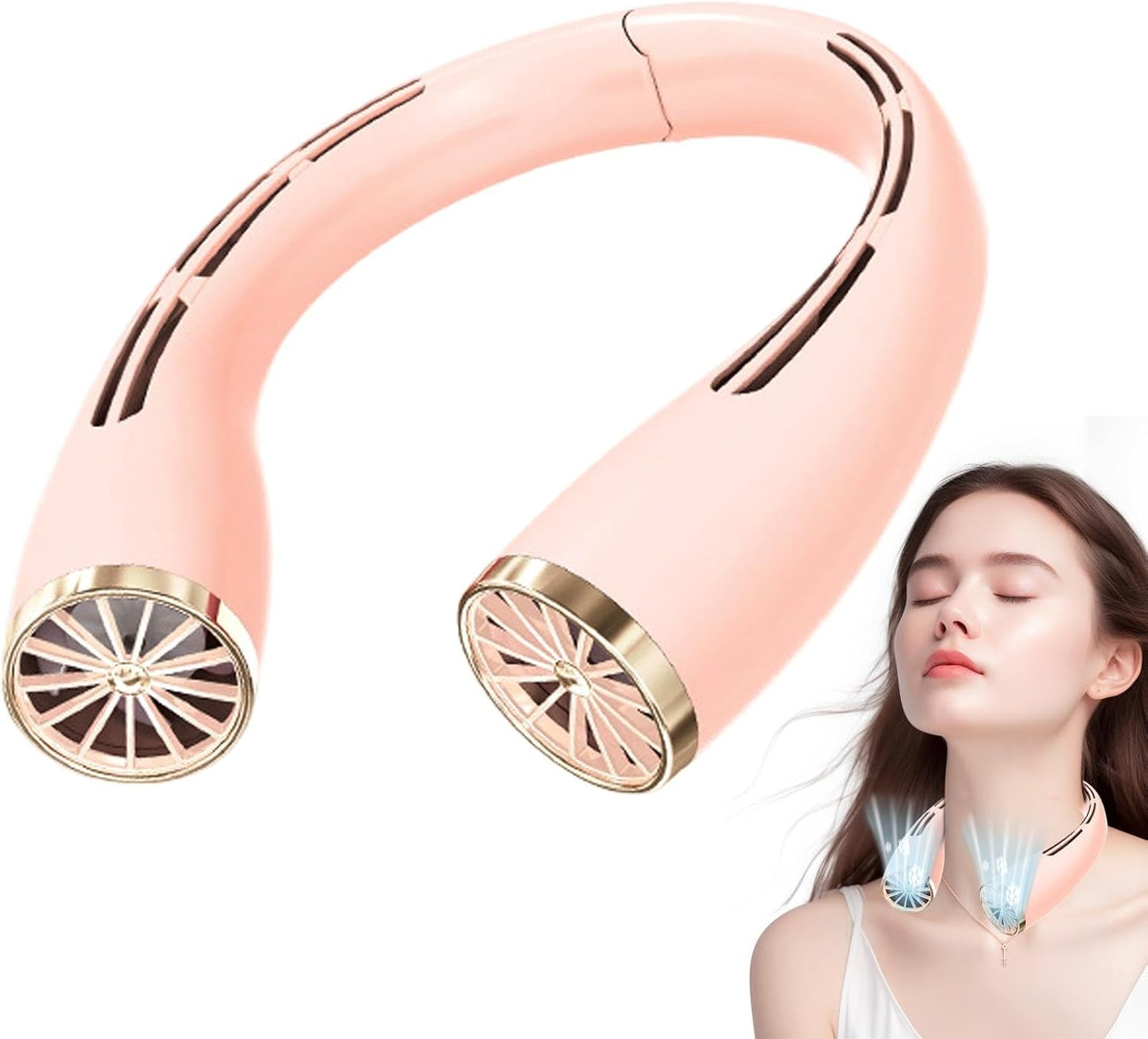 Neck Air Conditioner Bladeless Portable Fan – Rechargeable 3-Speed Neck Hanging Cooling Fan