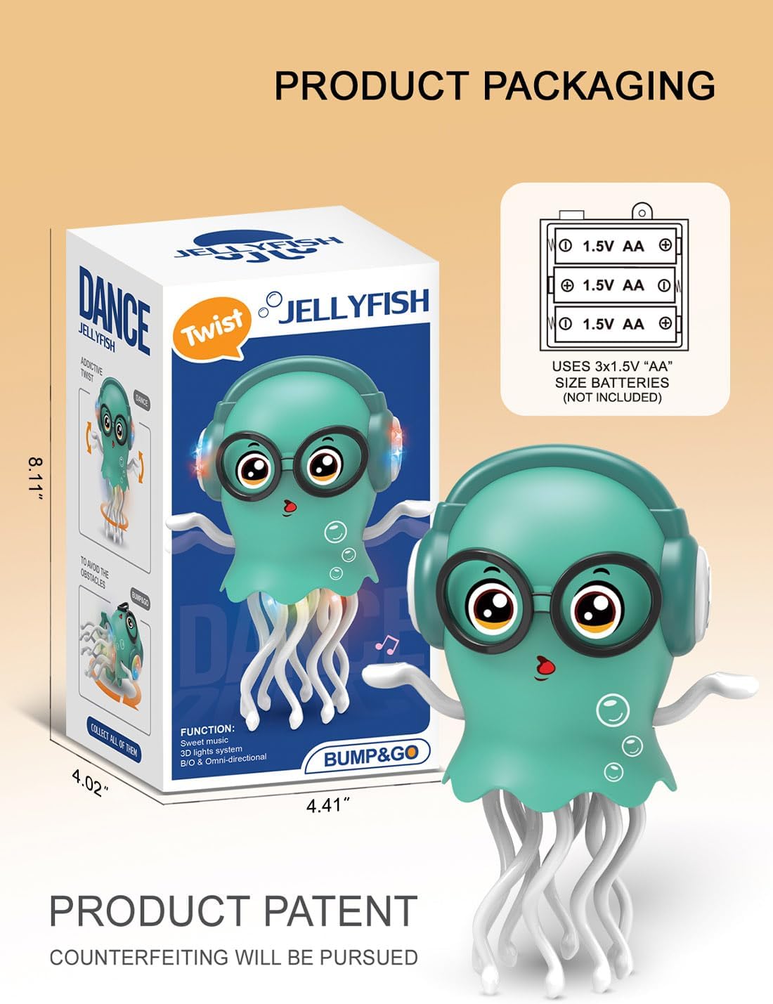 Dancing Jellyfish Baby Toy, Magic Dancing Music Crawling Toy