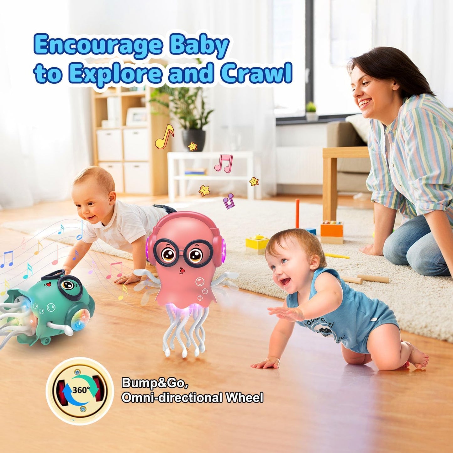 Dancing Jellyfish Baby Toy, Magic Dancing Music Crawling Toy