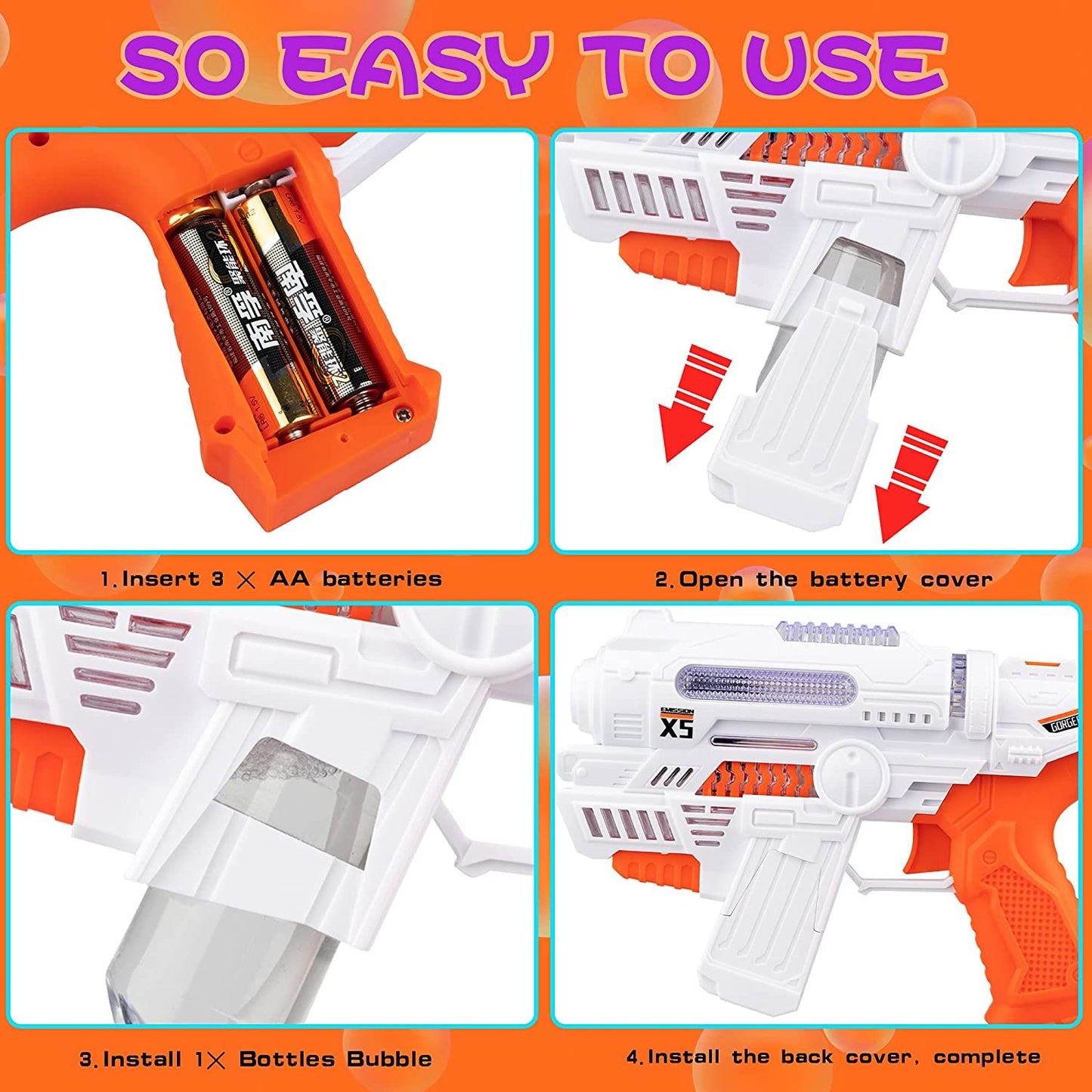 2-in-1 Automatic Bubble Gun Toy with Music & LED Lights – Electric Bubble Blaster for Kids | Perfect Birthday & Eid Gift