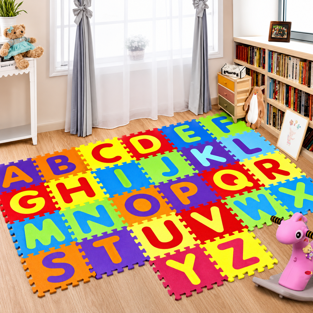 Kids ABC Block Mat – Alphabet & Number Foam Puzzle Play Mat for Kids