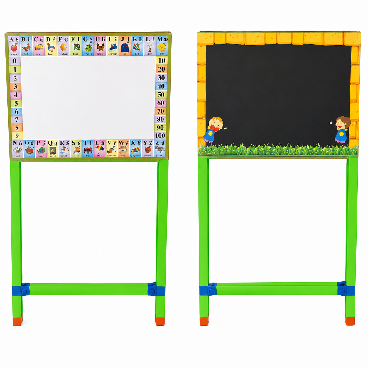 2 in 1 Wooden Stand Whiteboard with Dual Side Blackboard