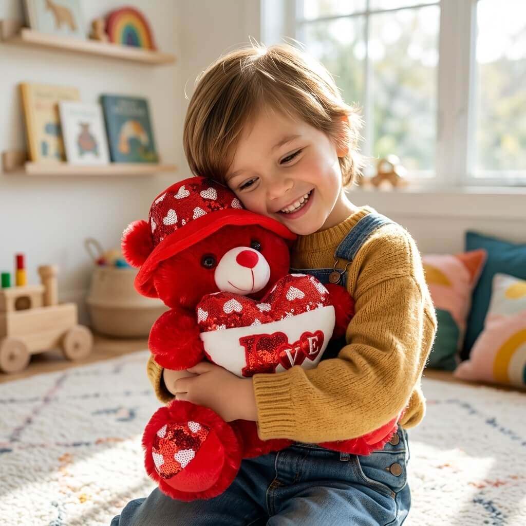 Heart Hug Teddy Bears with Cute Cap