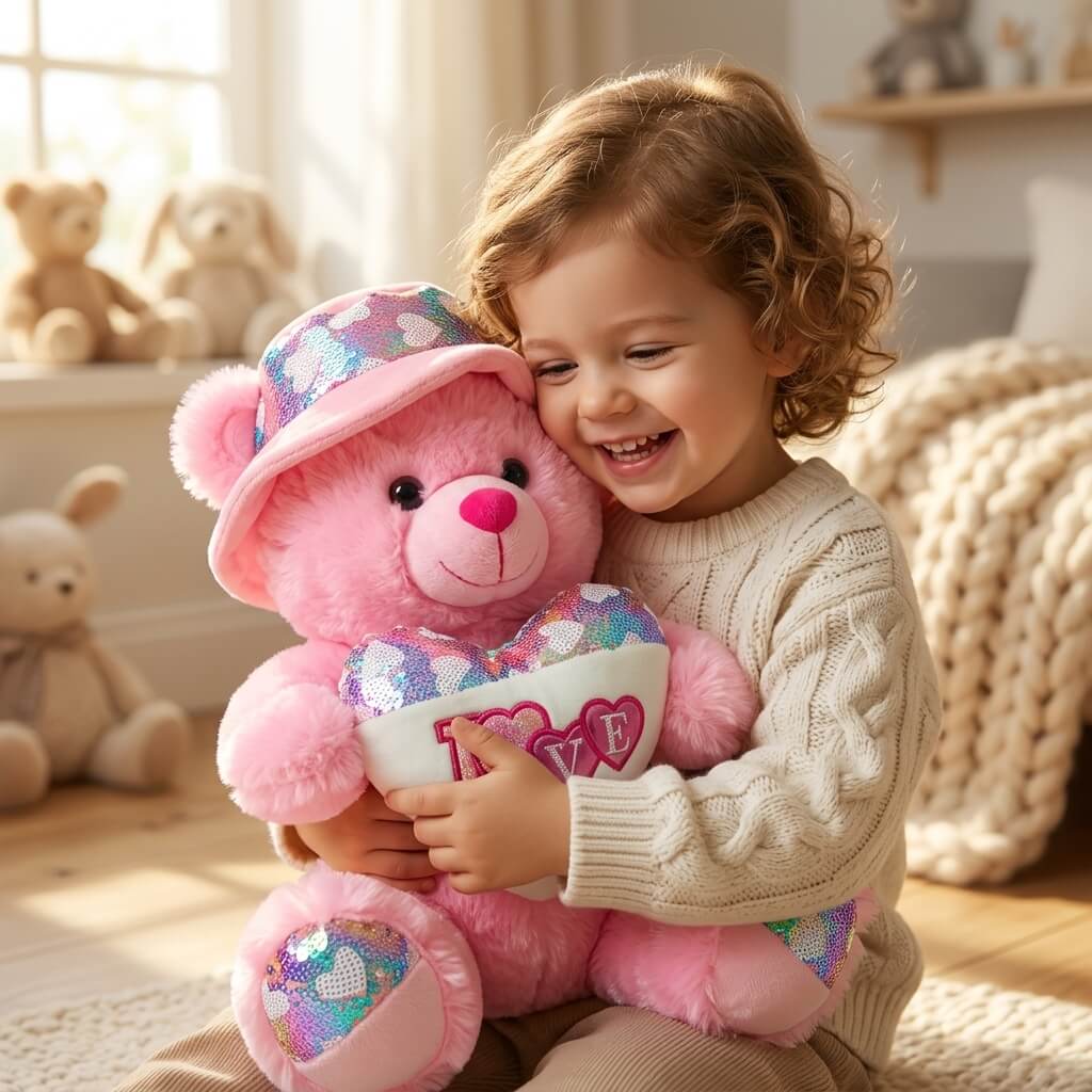 Heart Hug Teddy Bears with Cute Cap
