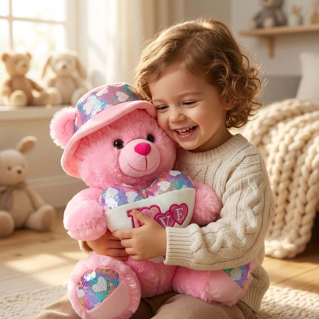 Heart Hug Teddy Bears with Cute Cap