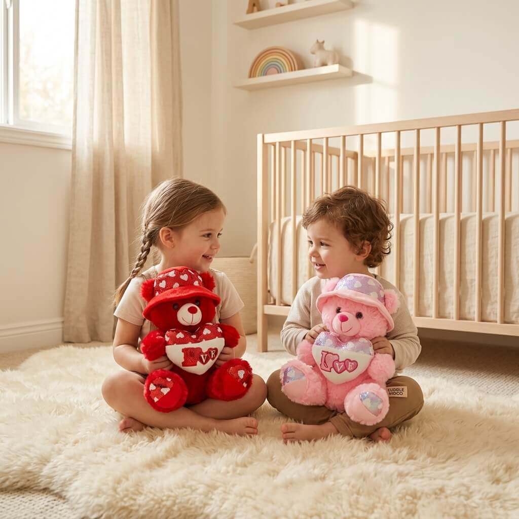 Heart Hug Teddy Bears with Cute Cap