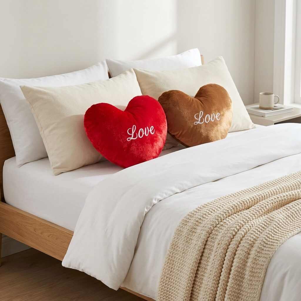 Love Heart Shape Pillow – Soft Plush Cushion for Gifting & Home Decor