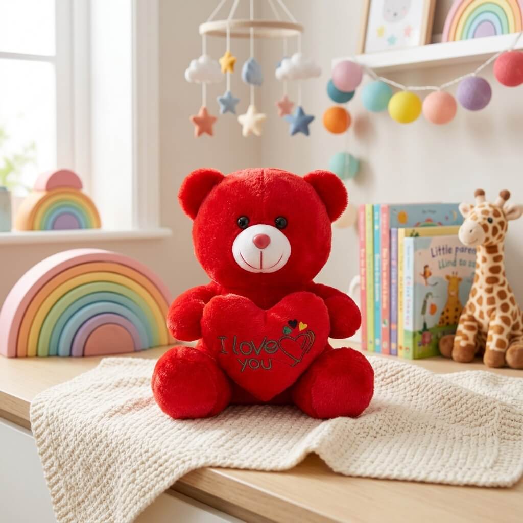 9 Inch Teddy Bear Hugging Heart – Cute & Cuddly Soft Toy