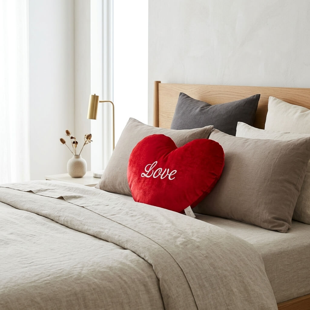 Love Heart Shape Pillow – Soft Plush Cushion for Gifting & Home Decor