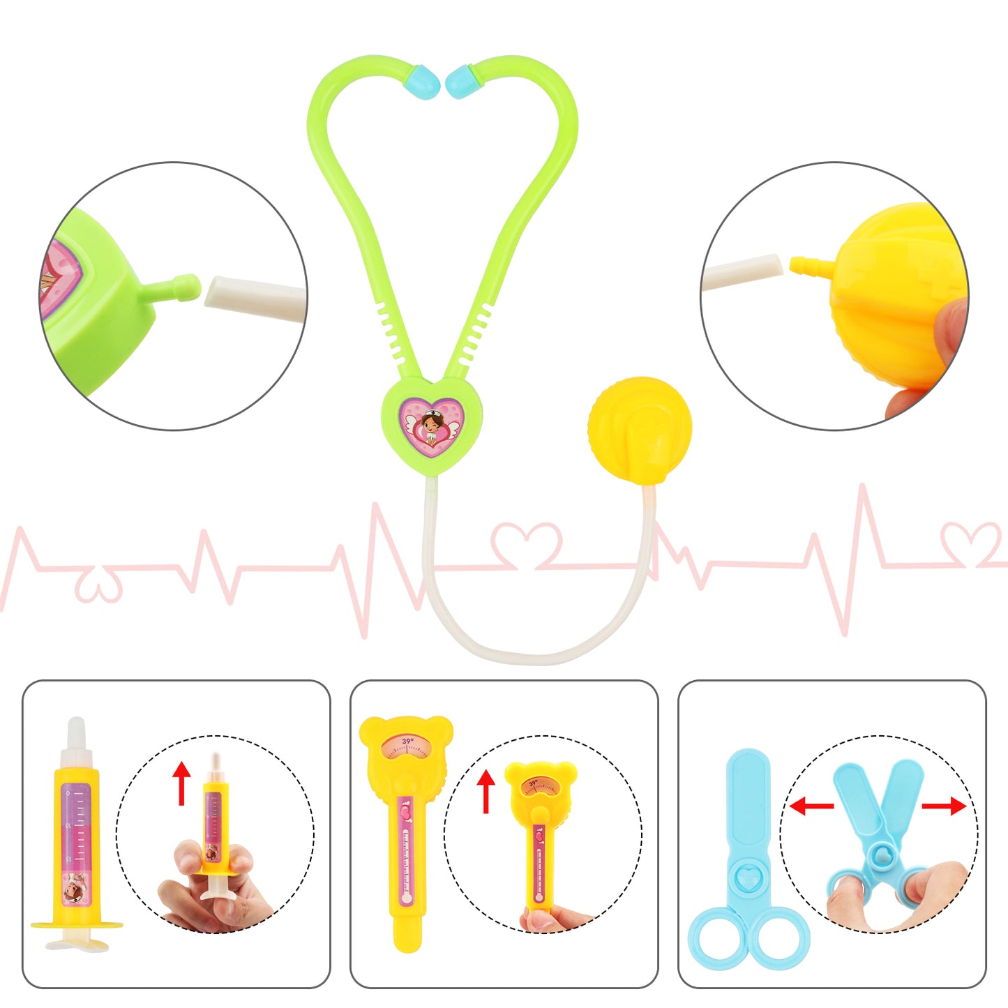 Kids Doctor Play Set Medical Kit Toy with Stethoscope, Injection & First Aid Box – Portable Doctor Role Play Toy for Boys & Girls – Educational Pretend Play Hospital Toy Set