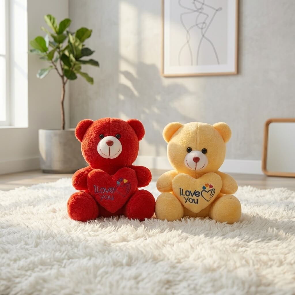 9 Inch Teddy Bear Hugging Heart – Cute & Cuddly Soft Toy