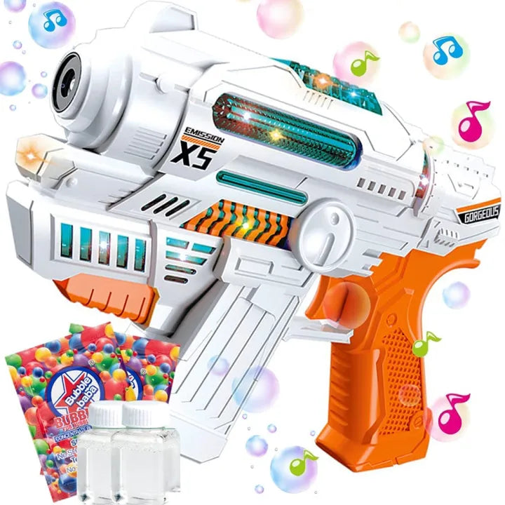 2-in-1 Automatic Bubble Gun Toy with Music & LED Lights – Electric Bubble Blaster for Kids | Perfect Birthday & Eid Gift