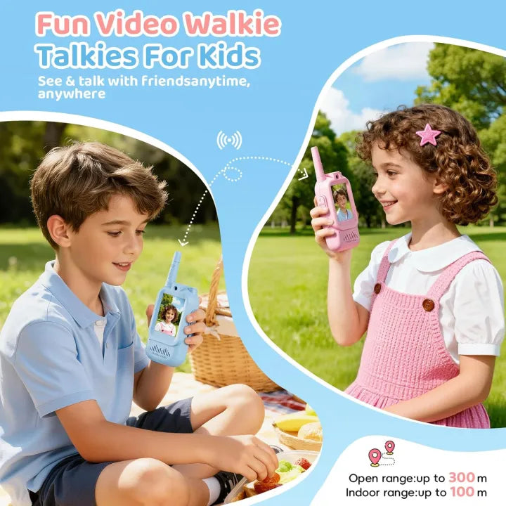 Kids Video Walkie Talkie Toy Set with 480P Camera & Screen – Rechargeable Wireless Intercom with Real-Time Video Calling (No WiFi)