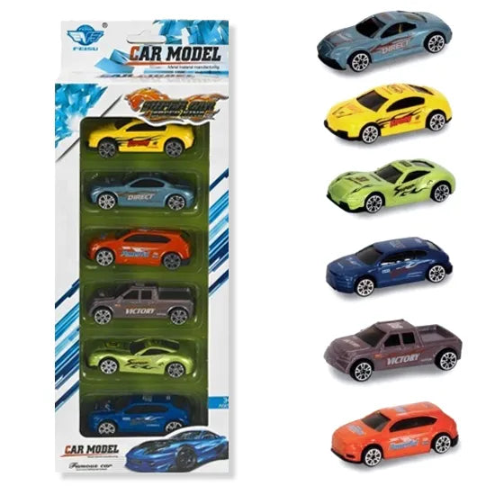 Die-Cast Alloy Car Pack of 6 – Mini Metal Racing Cars Set for Kids