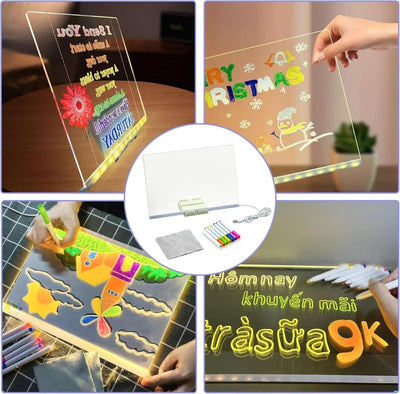 DIY LED Acrylic Writing Board Lamp  for Kids –Small Creative Glow Writing Board