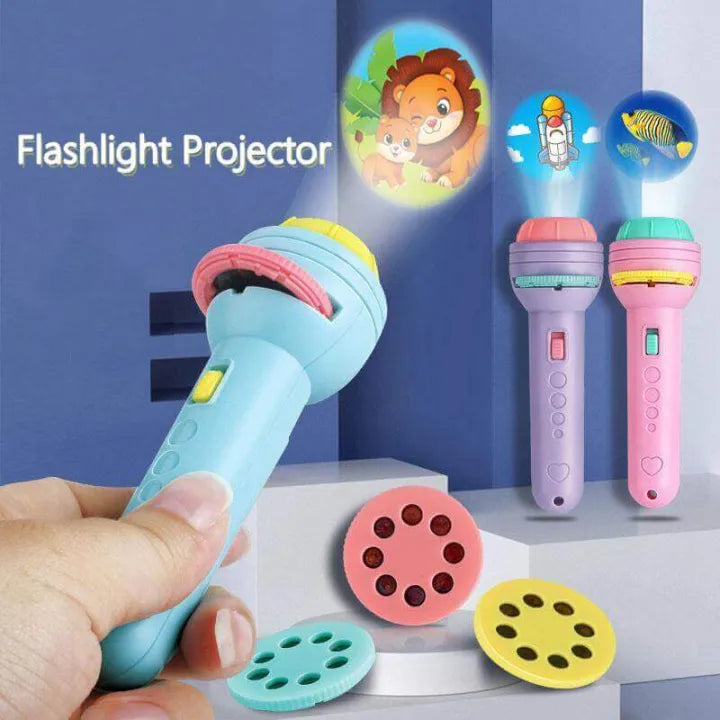 Mini Flashlight Slide Projector Toy for Kids – Educational Projector Torch with Image Reels