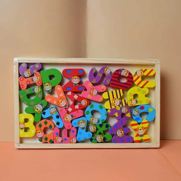 Baby Montessori Alphabet Wooden Blocks Set – Educational Preschool Learning Toy (English Letters Only)