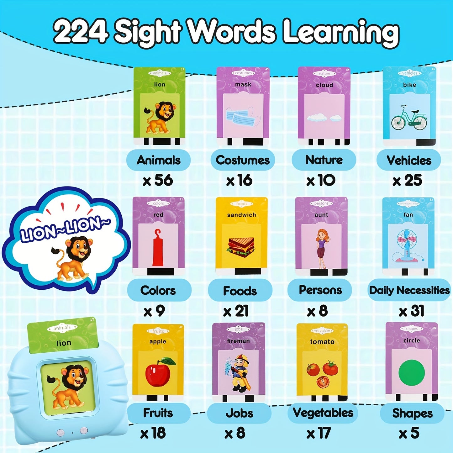 Kids Talking Flash Card Reader – Educational Learning Device for Early Development & Vocabulary Building