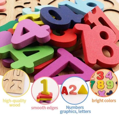 Wooden ABC, 123 & Shape Puzzle Board for Kids | Educational Learning Toy
