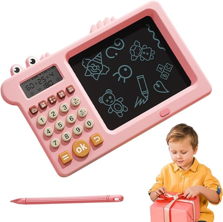 Early education writing tablet, multifunctional, with built-in calculator, 3 years+